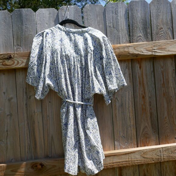 Anthropologie Breezy Lounge Romper Shorts Blue Floral Short Sleeve Small Modal - Picture 9 of 9